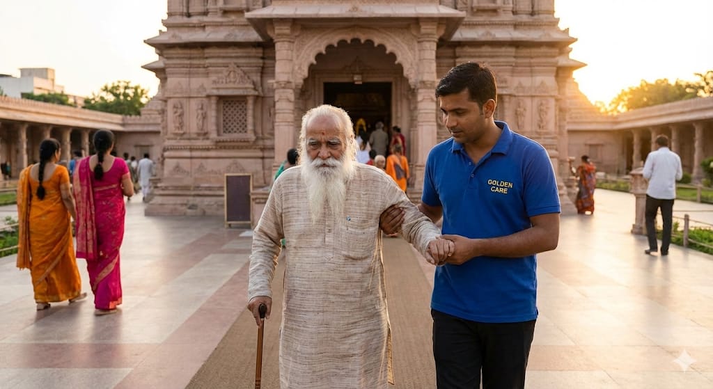 Caregiver at temple